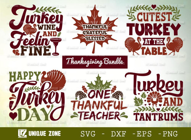 Thanksgiving Bundle Svg | Autumn Svg | Happy Turkey Day Svg | Thankful Svg | Grateful Svg | SVG Unique Zone 