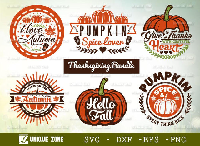 Thanksgiving Bundle Svg | Autumn Svg | Pumpkin Svg | Fall Svg Bundle Svg | I Love Autumn Svg | SVG Unique Zone 