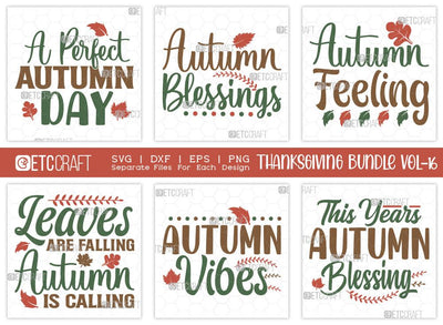 Thanksgiving Bundle Vol-16 | A Perfect Autumn Day Svg| Leaves Are Falling Autumn Is Calling Svg | Autumn Vibes Svg | This year Autumn Blessing | Thanksgiving Quotes SVG ETC Craft 
