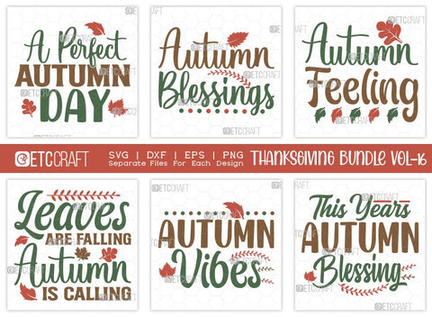 Thanksgiving Bundle Vol-16 | A Perfect Autumn Day Svg| Leaves Are Falling Autumn Is Calling Svg | Autumn Vibes Svg | This year Autumn Blessing | Thanksgiving Quotes SVG ETC Craft 