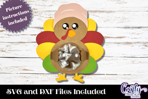 Thanksgiving Candy Dome Holder, Turkey Candy Ornament Design SVG Crafty Mama Studios 