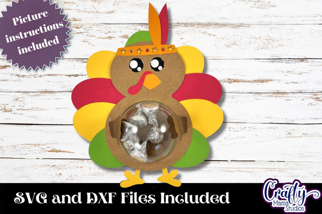 Thanksgiving Candy Dome Holder, Turkey Candy Ornament Svg SVG Crafty Mama Studios 