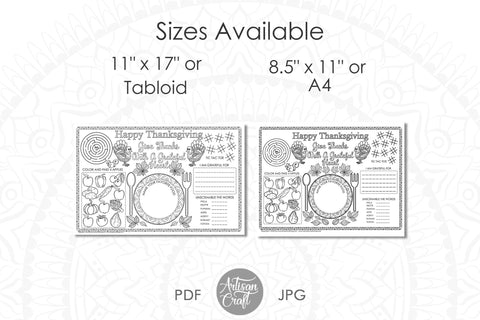 Thanksgiving Coloring Placemats Sketch DESIGN Artisan Craft SVG 