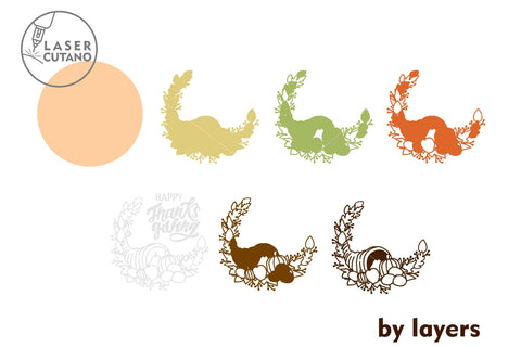 Thanksgiving Day Multilayer Cut Template SVG LaserCutano 