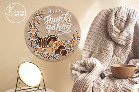 Thanksgiving Day Multilayer Cut Template SVG LaserCutano 
