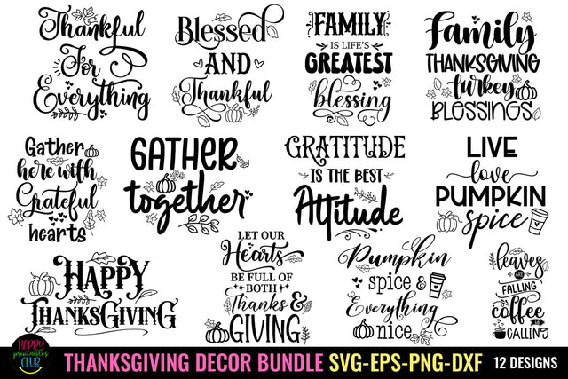 Thanksgiving Decor SVG Bundle I Fall SVG Bundle I Autumn SVG SVG Happy Printables Club 