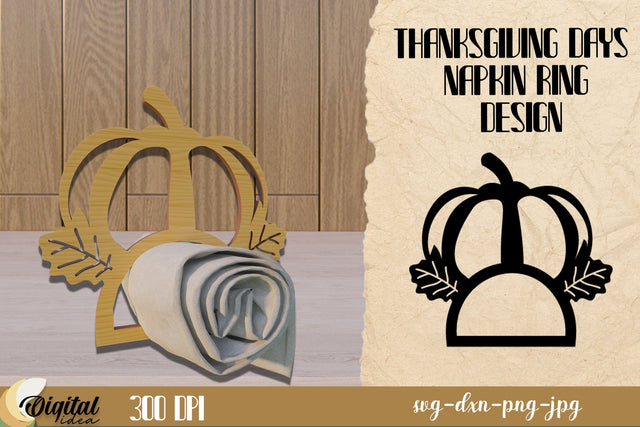 Thanksgiving Decor SVG. Thanksgiving Days Laser Cut. Napkin ring SVG Evgenyia Guschina 