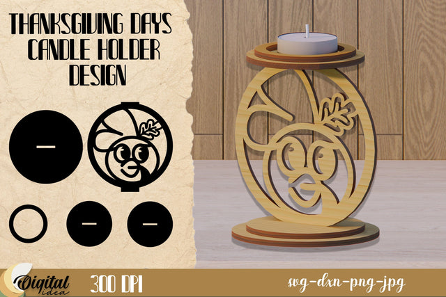 Thanksgiving Decor SVG. Thanksgiving SVG. Candle Holder Design. SVG Evgenyia Guschina 