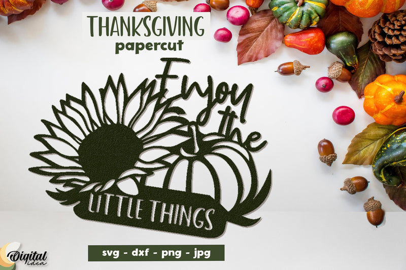 Thanksgiving Design SVG. SVG Thanksgiving Papercut. SVG Decor. 3D Paper Evgenyia Guschina 