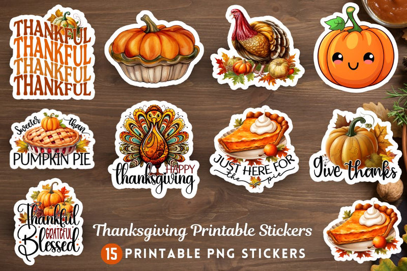 Thanksgiving Digital Sticker Bundle Sublimation Regulrcrative 