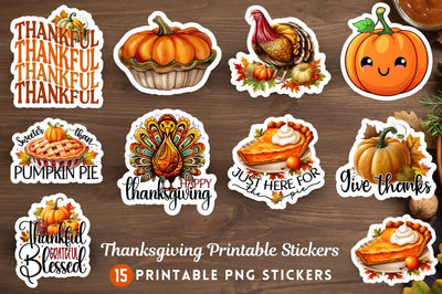 Thanksgiving Digital Stickers Bundle Sublimation Regulrcrative 