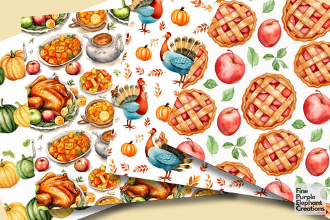 Thanksgiving Dinner | Give Thanks Digital Pattern Fine Purple Elephant Creations 