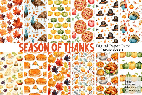 Thanksgiving Dinner | Give Thanks Digital Pattern Fine Purple Elephant Creations 