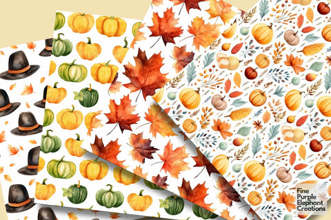 Thanksgiving Dinner | Give Thanks Digital Pattern Fine Purple Elephant Creations 