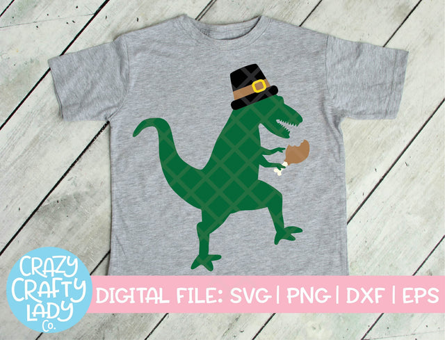 Thanksgiving Dinosaur | Fall SVG Cut File SVG Crazy Crafty Lady Co. 