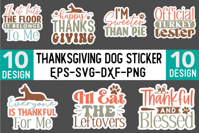 Thanksgiving dog Sticker Bundle SVG CraftingStudio 