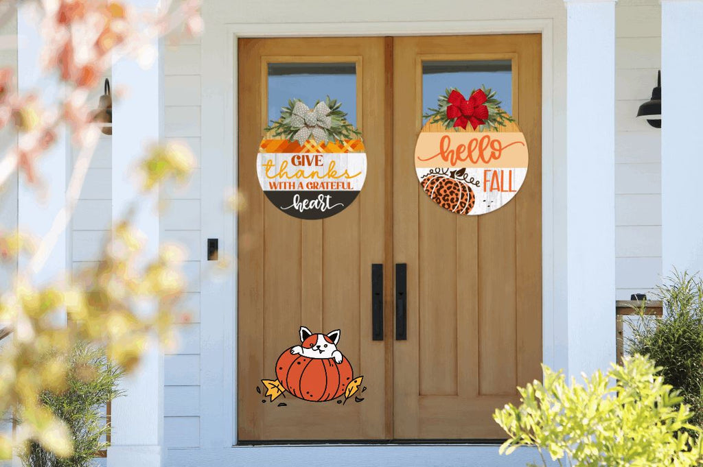 ThanksGiving Door Round Signs PNG Bundle - So Fontsy