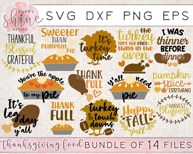 Thanksgiving Food Bundle SVG Poppy Shine Design