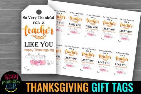 Thanksgiving Gift Tags- Printable Gift Tags Thanksgiving SVG Happy Printables Club 