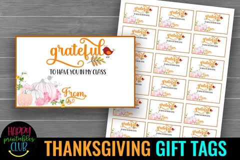 Thanksgiving Gift Tags- Printable Gift Tags Thanksgiving SVG Happy Printables Club 