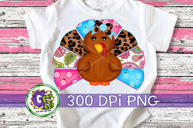 Thanksgiving Girl Turkey PNG for Sublimation Sublimation Greedy Stitches 