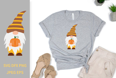 Thanksgiving gnome. Cute fall gnome holding pumpkin SVG LaBelezoka 