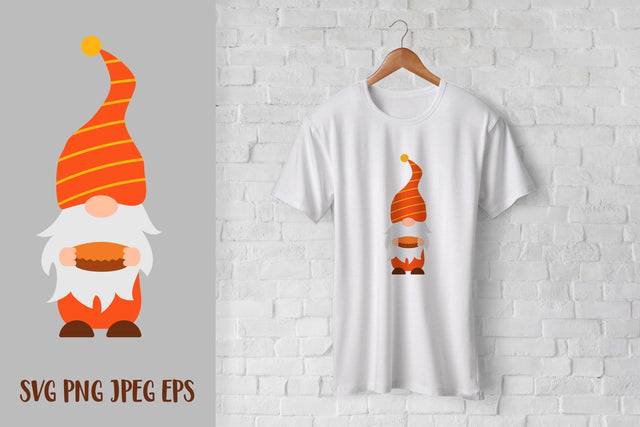 Thanksgiving gnome holding pumpkin pie. Fall gnome SVG SVG LaBelezoka 