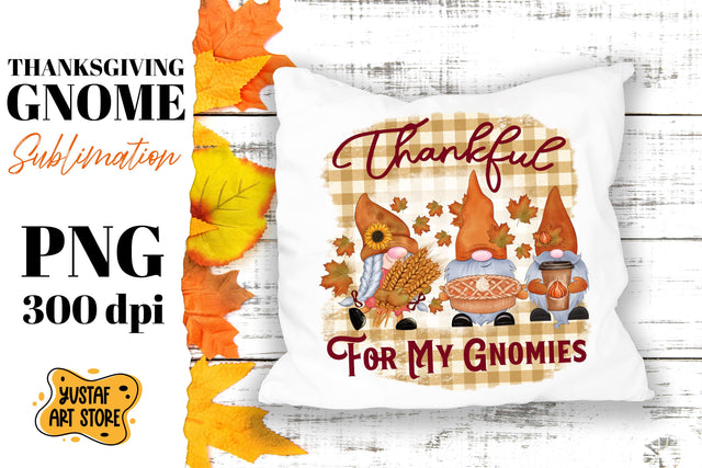 Thanksgiving gnome sublimation design.Thankful for my gnomes Sublimation Yustaf Art Store 