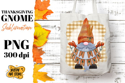 Thanksgiving Gnome sublimation.Give Thanks fall gnome design Sublimation Yustaf Art Store 