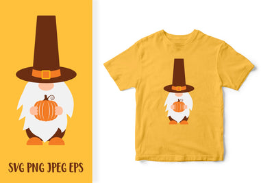 Thanksgiving gnome with hat and pumpkin. Autumn gnome SVG SVG LaBelezoka 