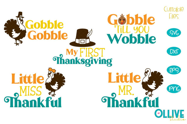 Thanksgiving Kids Cute Turkey SVG Bundle SVG Ollive Studio 