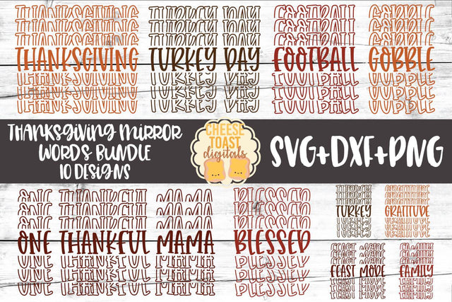 Thanksgiving Mirror Words Bundle - Holiday SVG PNG DXF Cut Files SVG Cheese Toast Digitals