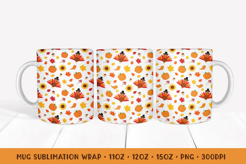 Thanksgiving Mug Sublimation Wrap. Thanksgiving Mug Design Sublimation LaBelezoka 