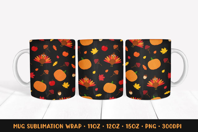 Thanksgiving Mug Wrap Sublimation. Fall Mug Design Sublimation LaBelezoka 