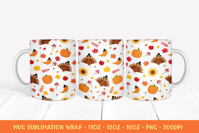 Thanksgiving Mug Wrap Sublimation. Thanksgiving Mug Design Sublimation LaBelezoka 