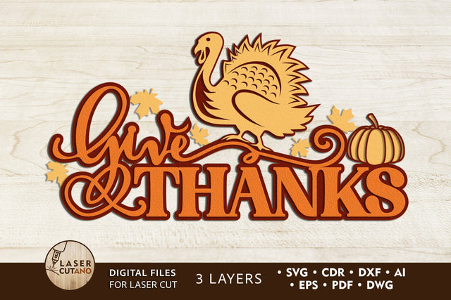 THANKSGIVING Multilayer Laser Cut Files, Mandala, Round Sign SVG, 3D Designs SVG LaserCutano 