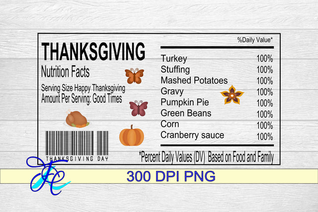 Thanksgiving Nutrition Label SVG Family Creations 