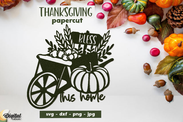 Thanksgiving Papercut. Thanksgiving SVG. Thanksgiving Design SVG. 3D Paper Evgenyia Guschina 