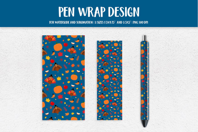 Thanksgiving Pen Wrap Design for Sublimation or Waterslide Sublimation LaBelezoka 