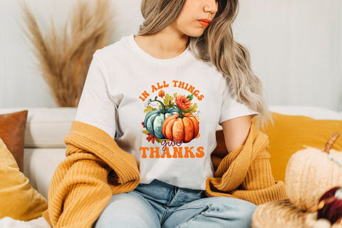 Thanksgiving PNG | In All Things Give Thanks Sublimation CraftLabSVG 