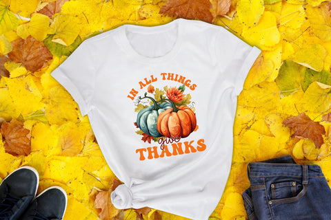 Thanksgiving PNG | In All Things Give Thanks Sublimation CraftLabSVG 