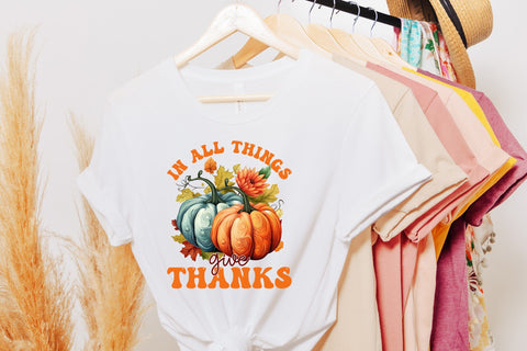 Thanksgiving PNG | In All Things Give Thanks Sublimation CraftLabSVG 