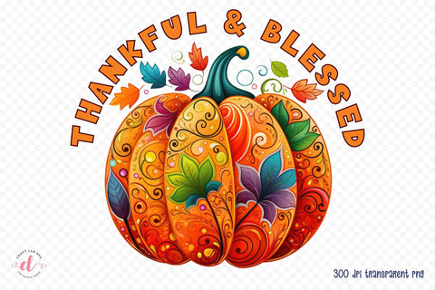 Thanksgiving PNG Sublimation - Thankful & Blessed Sublimation CraftLabSVG 
