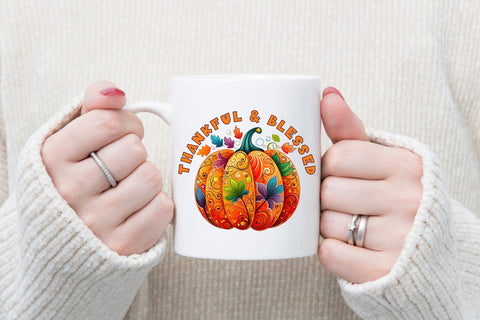 Thanksgiving PNG Sublimation - Thankful & Blessed Sublimation CraftLabSVG 