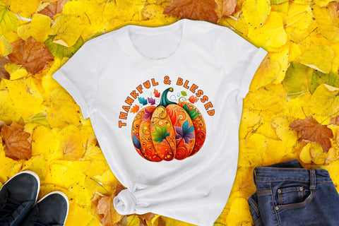 Thanksgiving PNG Sublimation - Thankful & Blessed Sublimation CraftLabSVG 