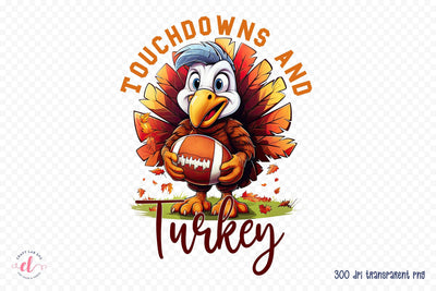 Thanksgiving PNG Sublimation | Touchdowns and Turkey Sublimation CraftLabSVG 