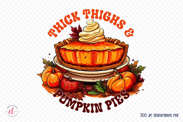Thanksgiving PNG, Thick Thighs & Pumpkin Pies Sublimation CraftLabSVG 