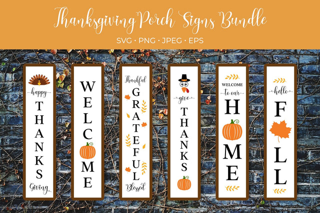 Thanksgiving Porch Sign SVG Bundle. Fall vertical signs. Welcome SVG LaBelezoka 