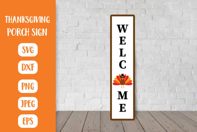 Thanksgiving Porch Sign SVG. Welcome Vertical Sign with Turkey SVG LaBelezoka 