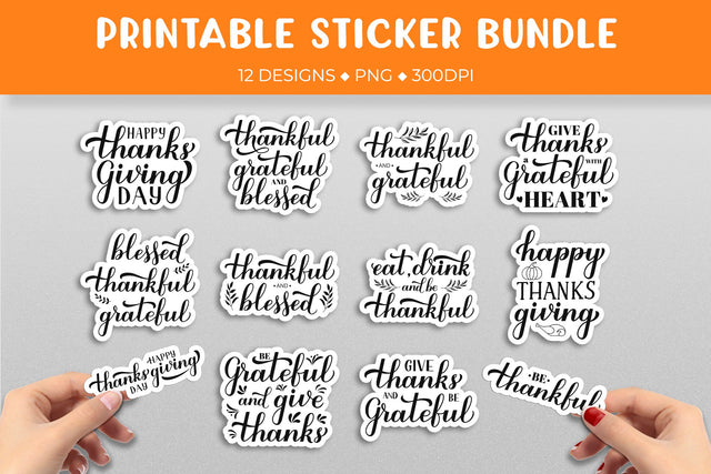 Thanksgiving quotes sticker bundle. Printable stickers Sublimation LaBelezoka 